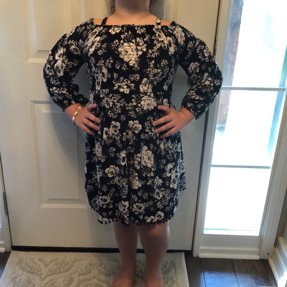 Black floral dress kids size 10